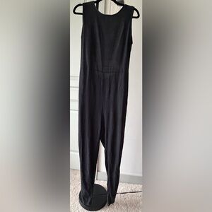 Marine Layer Eloise Belted Black Sleeveless Jumpsuit with peephole back